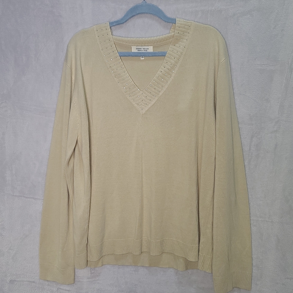 Sherry Taylor Embellished V Neck Sweater Sz. 3X
